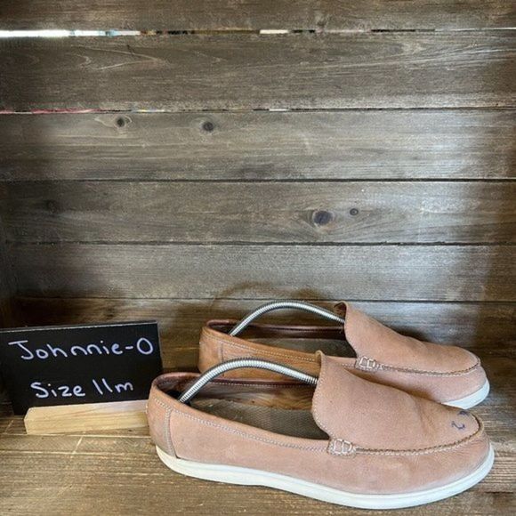 Mens Johnnie-O Light Brown Leather Slip‎ On Loafers Shoes Size 11 M